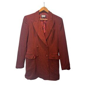 DKNY Rust Red Double Breasted Blazer | Size 12 | Oversized Power Suit Jacket